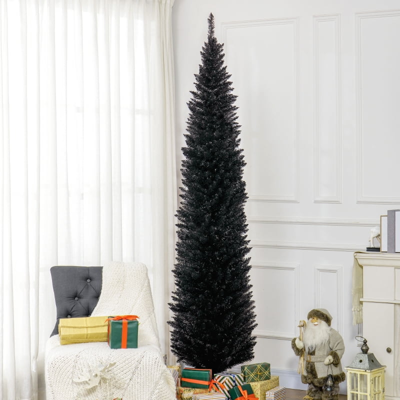 Alvantor Christmas Tree Unlit Pencil with 618 Tips, Slim Holiday Decor 21.75"x21.75"x96" 8ft Black