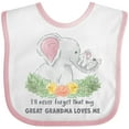 thumbnail image 3 of Inktastic I'll Never Forget That My Great Grandma Loves Me Elephants Boys or Girls Baby Bib, 3 of 4