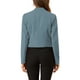 thumbnail image 3 of Blazer de oficina para mujer sin cuello, traje casual de negocios, blazer corto XS gris azul, 3 of 8