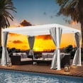 thumbnail image 4 of GAZEBETER 10' x 12' Louvered Pergola, Outdoor Aluminium Pergola with Adjustable Roof, Curtains and Netting, Hardtop Gazebo for Patio, Deck, Garden, Yard, Beach, White, 4 of 6