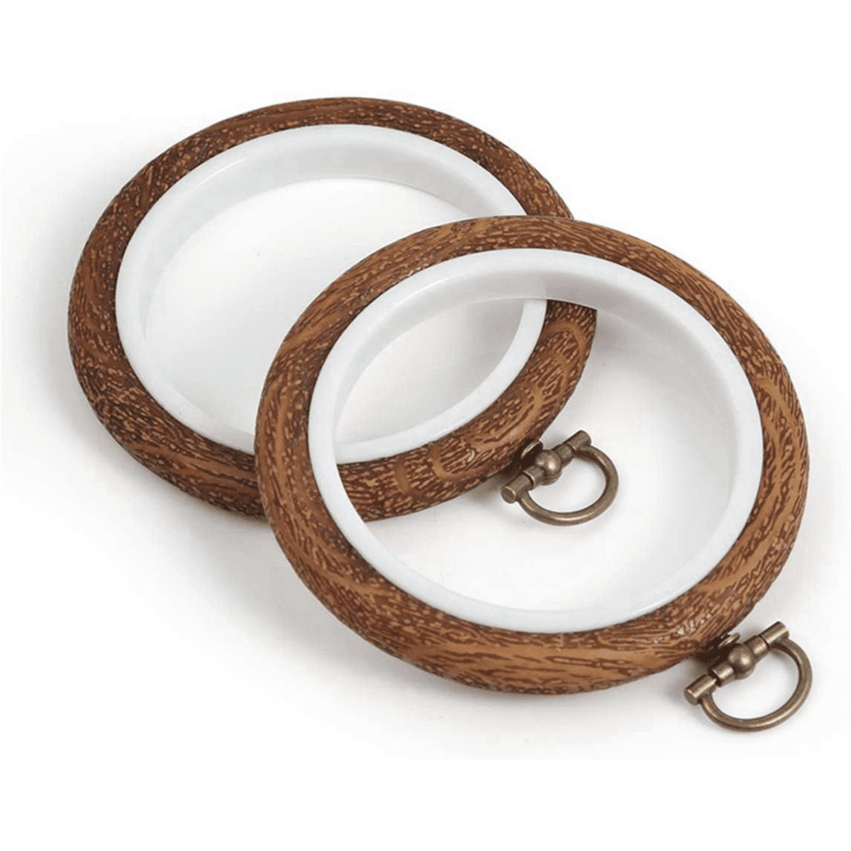 25Pcs Embroidery Hoops Imitated Wood Embroidery Circle Round Display Frame Circle for Art Craft Sewing and Hanging