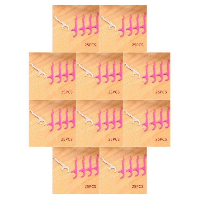 Guardurnaity Palillo de de hilo de línea plana superfina, cepillo interdental, varilla de alambre, varilla de cuidado rosa blanco PC 1 10piezas