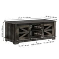 thumbnail image 6 of Barn Style Coffee Table with Storage - Dark Brown Center Table with Mesh Barn Door & Adjustable Shelf, Industrial Farmhouse Living Room Table, Multifunctional, 6 of 8