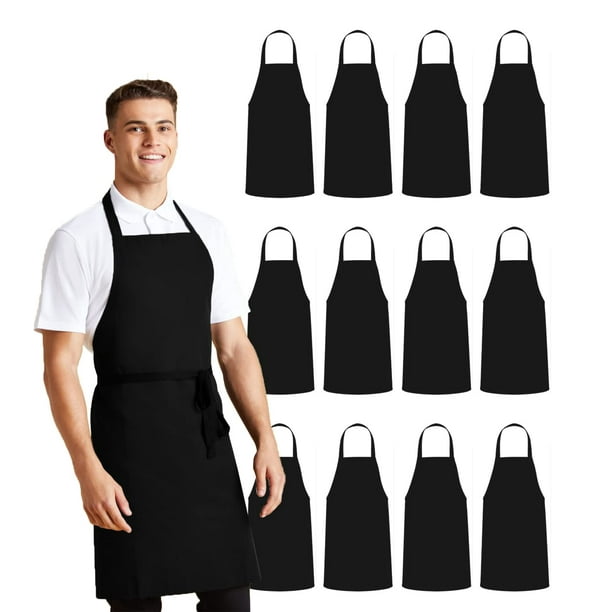 Avalon Kitchen Apron 12 Pack Bulk Black Aprons Perfect Kitchen Cooking