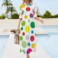 thumbnail image 3 of Rainbow colorful polka dots Long Sleeved Shirt Dress Clothing Women's evening dress, 3 of 6