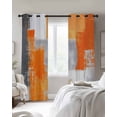 thumbnail image 3 of Burnt Orange Grey Blackout Curtains 84 Inches Long for Bedroom, Modern Oil Painted Abstract Art Thermal Insulated Room Darkening Black Out Window Curtain Panels Grommet Drapes for Living Room, 3 of 8