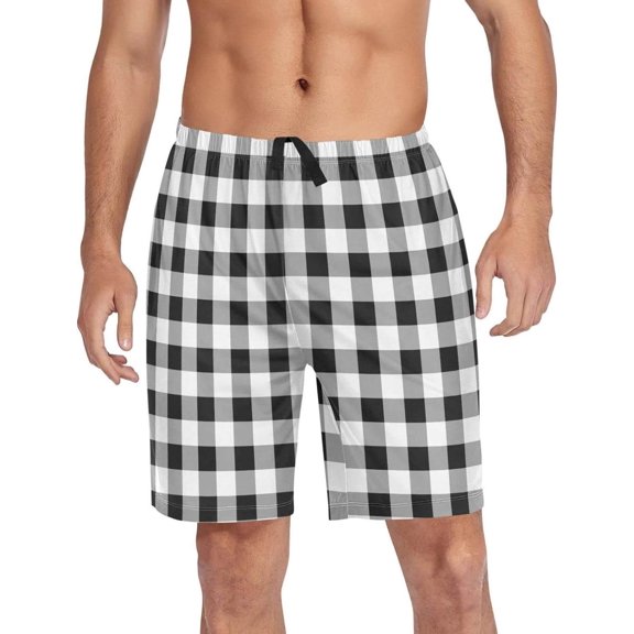 GZHJMY Buffalo Plaid Pajama Pants Short for Men, Lounge Pants Lightweight Men Pajama Bottoms with Drawstring Pockets, Christmas New Year Birthday Gifts, X-Large