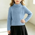 thumbnail image 6 of BXJX Girls Knit Sweaters, Long Sleeve Casual Warm Turtleneck Fall Pullover Tops Light Blue Size 9-10 T, 6 of 6