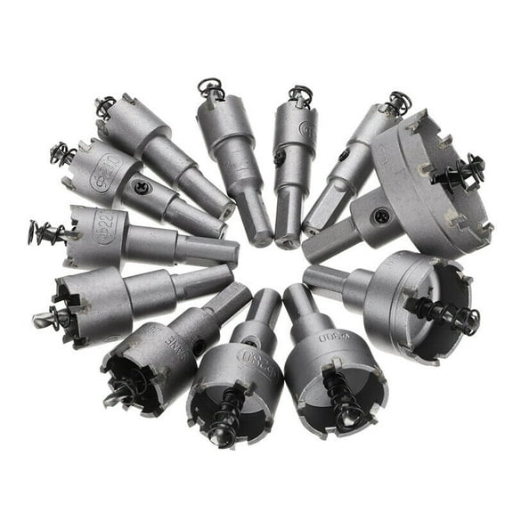 12x Carbide Tip TCT Hole Saw Cutter Drill Bit Set For Steel Metal Alloy 15-50mm