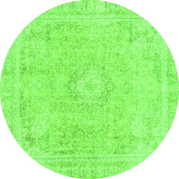 Ahgly Company Indoor Round Abstract Green Modern Area Rugs, 5' Round