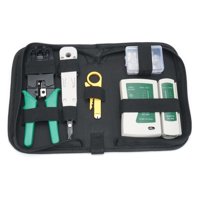 Btafrte 8pcs RJ11 RJ45 Cable Red Ethernet LAN Tester Tool Crimp Alicate Crimpadora