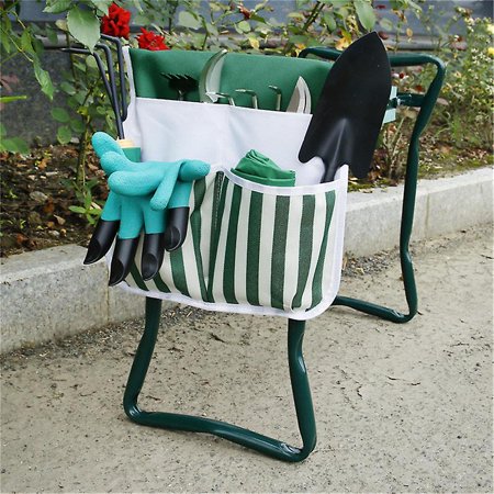 Gardening Kneeler And Seat Combo With Tote Bag - Foldable Stool With EVA Foam Padding
