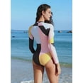 thumbnail image 3 of Attraco Womens One Piece Rash Guards Colorblock Front Zip Swimsuits Long Sleeve Surfing Suits with Built in Bras, 3 of 11