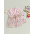 thumbnail image 3 of GXFC Little Girls Fall Princess Dress Clothes 6M 1T 2T 3T 4T 5T Kids Girls Long Sleeve Floral Embroidery Lace Dress Mesh Tulle A-line Dress Spring Autumn Clothing for Children Girls, 3 of 8