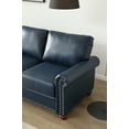 thumbnail image 6 of 2pc Sofa Set, Upholstered PU Leather Sofa Chair with Storage Drawer, Wood Legs, Large Back, Nail Decoration, 59"/82" Modern Accent Sofa Couch for Living Room, Guest Room, Navy Blue, 6 of 9