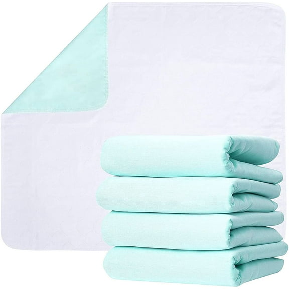 Careoutfit 4 Pack - Green Whelping Pads Waterproof Reusable Incontinence Underpads/Washable Incontinence Bed Pads - Great for Adults, Kids and Pets (17x23)