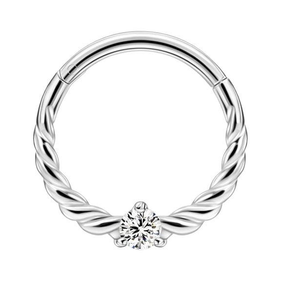 FANSING Twisted Surgical Steel Septum Rings with Zircon 16 Gauge Septum Jewelry 10mm Septum Hoop 16g Septum Rings