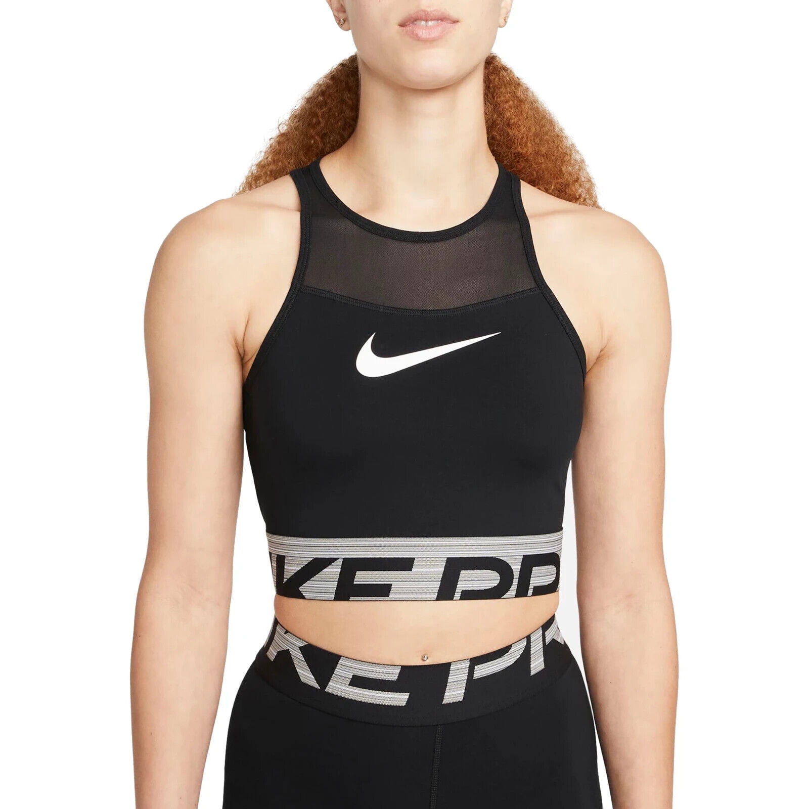 Nike Women's Pro DriFIT Cropped Graphic Training Shirt (Black) Size