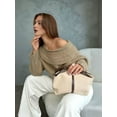 thumbnail image 5 of Women Off Shoulder Sweater Top Long Sleeve Knitted Pullover Casual Loose Oversized Trendy Vintage Knitwear Tops Khaki M, 5 of 8