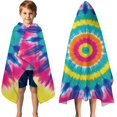 thumbnail image 3 of Colorful Rainbow Tie Dye Spiral Pattern Hooded Bath Towel，50"x30" for Ages 3 To 12 Kids, Quick Dry Lightweight Soft Microfiber Hood Beach Towel Cover Up for Kids, 3 of 7