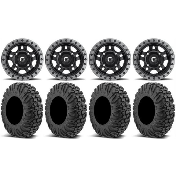 Fuel Anza Black 14" Wheels 27" MotoVator Tires Sportsman RZR Ranger