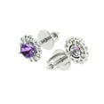 thumbnail image 2 of 0.8808 ct Screw-Back Stud Earrings for Women | 4.5mm Round Cut Simulated Alexandrite | 18K White Gold, 2 of 5