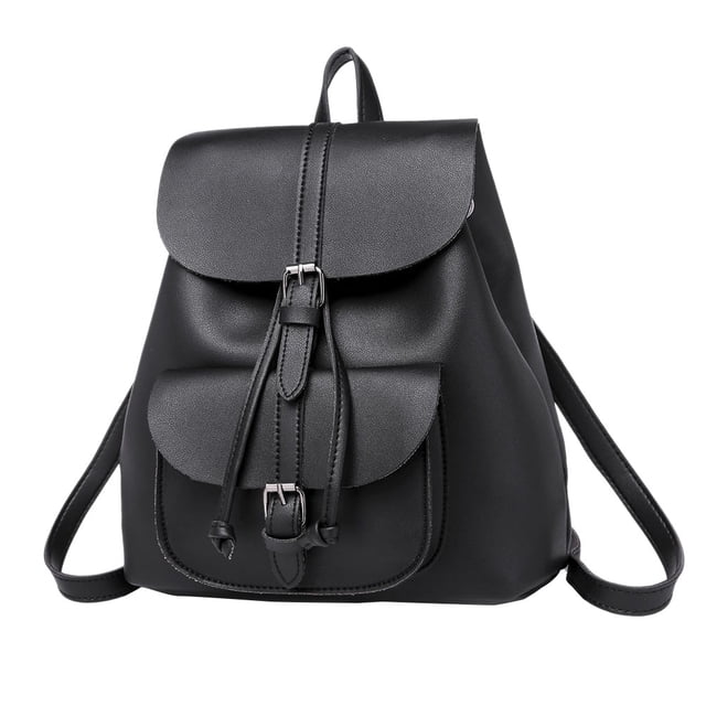 Sac à Dos en PU Style Rétro Femmes Sac à Dos Mode Femmes Sac Sac à Dos Stylé Noir