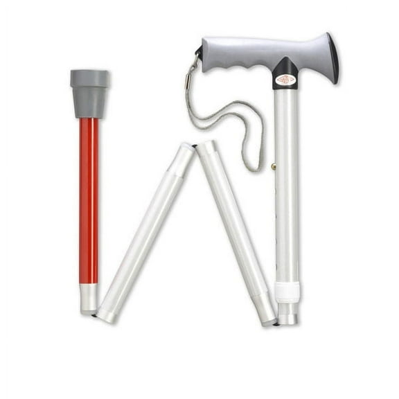 Unisex Adj. Height Aluminum Blind Folding Cane- 33-37 Inches- Silver