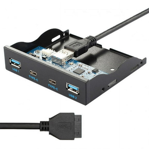 Chenyang CY USB-C USB 3.0 HUB 4 Ports Front Panel to Motherboard 20Pin Connector Cable for 3.5" Floppy Bay Convertor