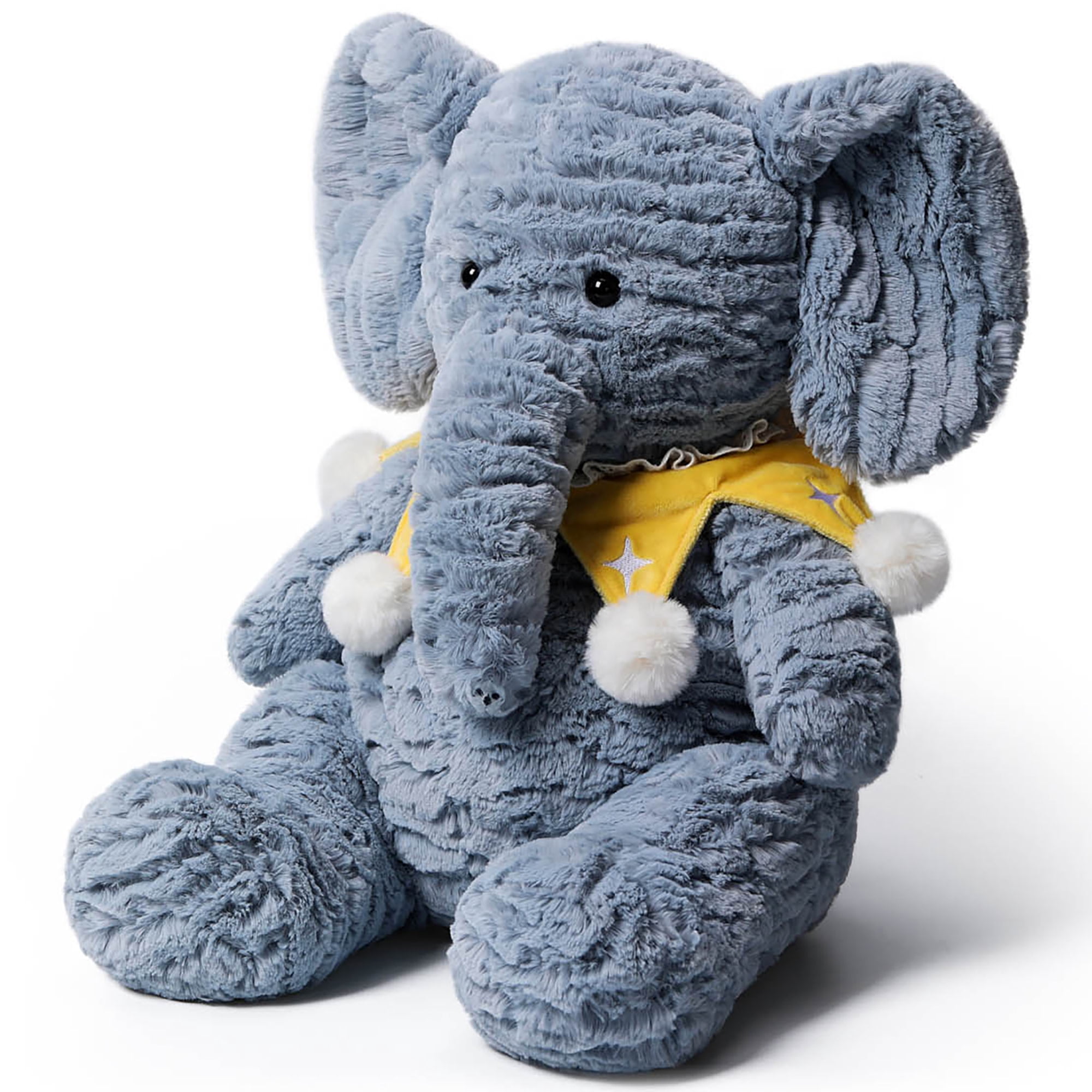 McHugs: Forest Series - Starry Denim Elephant - 9.8" Grey & Yellow Stuffed Animal Plush, Soft Weighted Cuddle Toy, Comfort Companion, Baby-Toddler-Kid