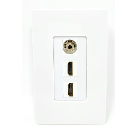 RiteAV - 1 3.5mm Audio/Headphone Jack and 2 HDMI Port Wall Plate Screwless Decorative