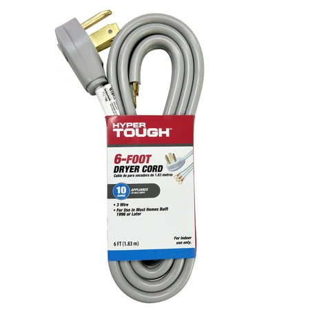 - Hyper Tough 6ft SRDT 10/3 Gray Dryer Cord