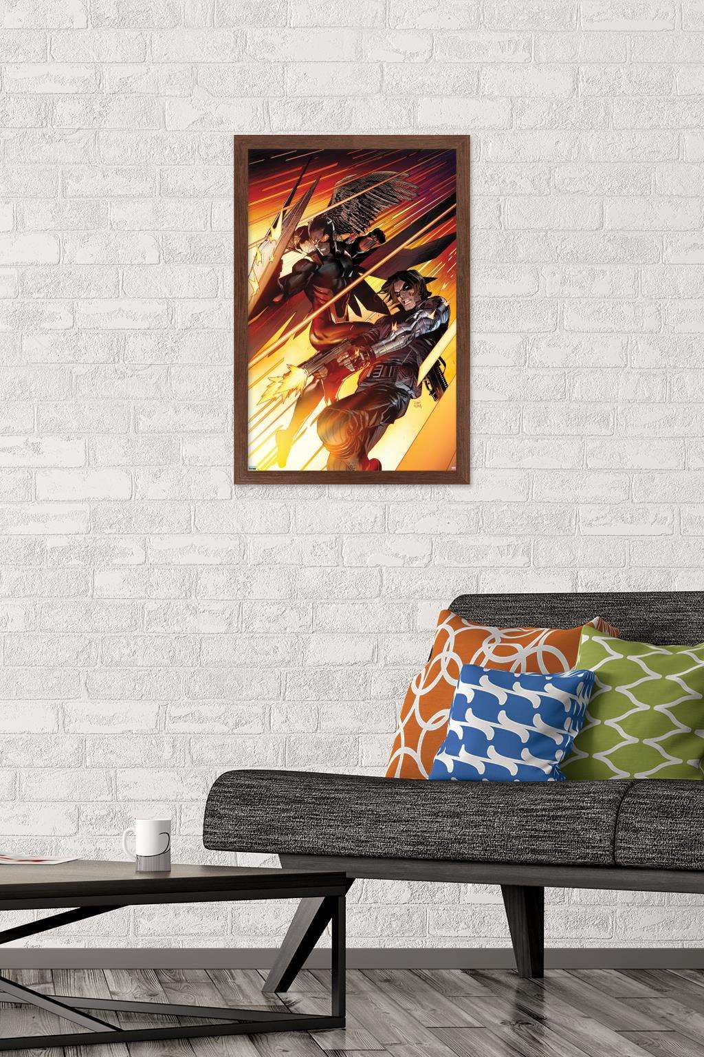 Marvel Comics Falcon and Winter Soldier - Team-Up Wall Poster, 14.725" x 22.375", Framed