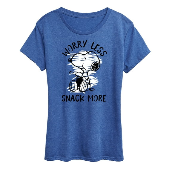 Peanuts - Worry Less Snack More Snoopy - Women's Short Sleeve Graphic T-Shirt