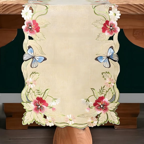 Table Runner for Dining Table, Gold Lace Table Linen, 14x108 inches - The Maliana Collection - Home Decor