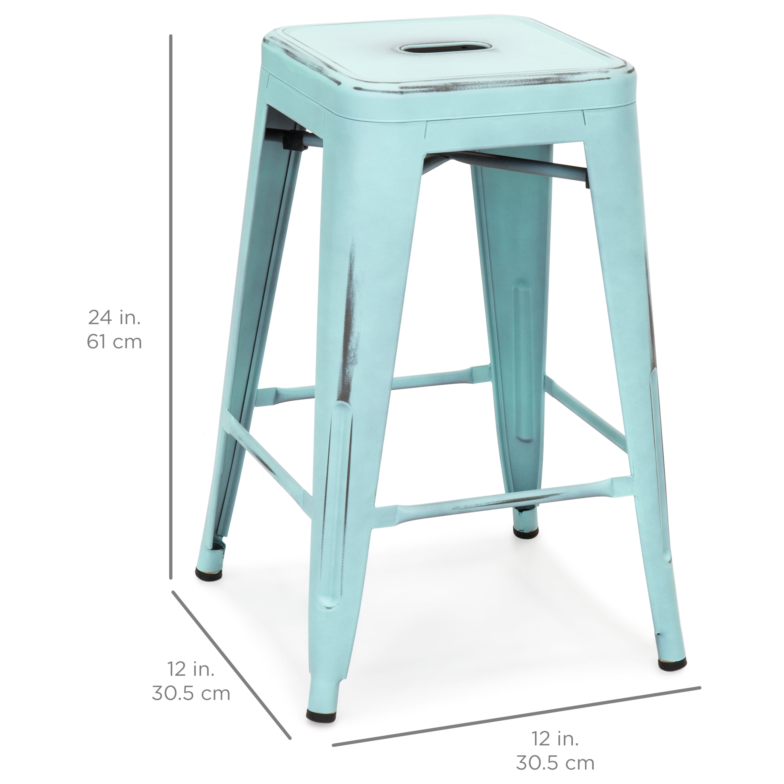 Best Choice S 24in Set Of 4 Stackable Modern Best Choice S 24in Set Of 4 Stackable Modern Distressed Metal Counter Height Bar Stools Blue Com