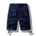 thumbnail image 3 of MIUOWANP Men's Loose Fit Multi Pockets Casual Shorts，Plus Size Solid Color Cotton Adjustable Cuffs Cargo Shorts Size M(4)Navy, 3 of 3