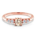 thumbnail image 2 of Gem Stone King 18K Rose Gold Plated Silver Peach Morganite and White Lab Grown Diamond Engagement Ring for Women (0.55 Cttw, Round 5MM, Gemstone October Birthstone, Size 6), 2 of 5