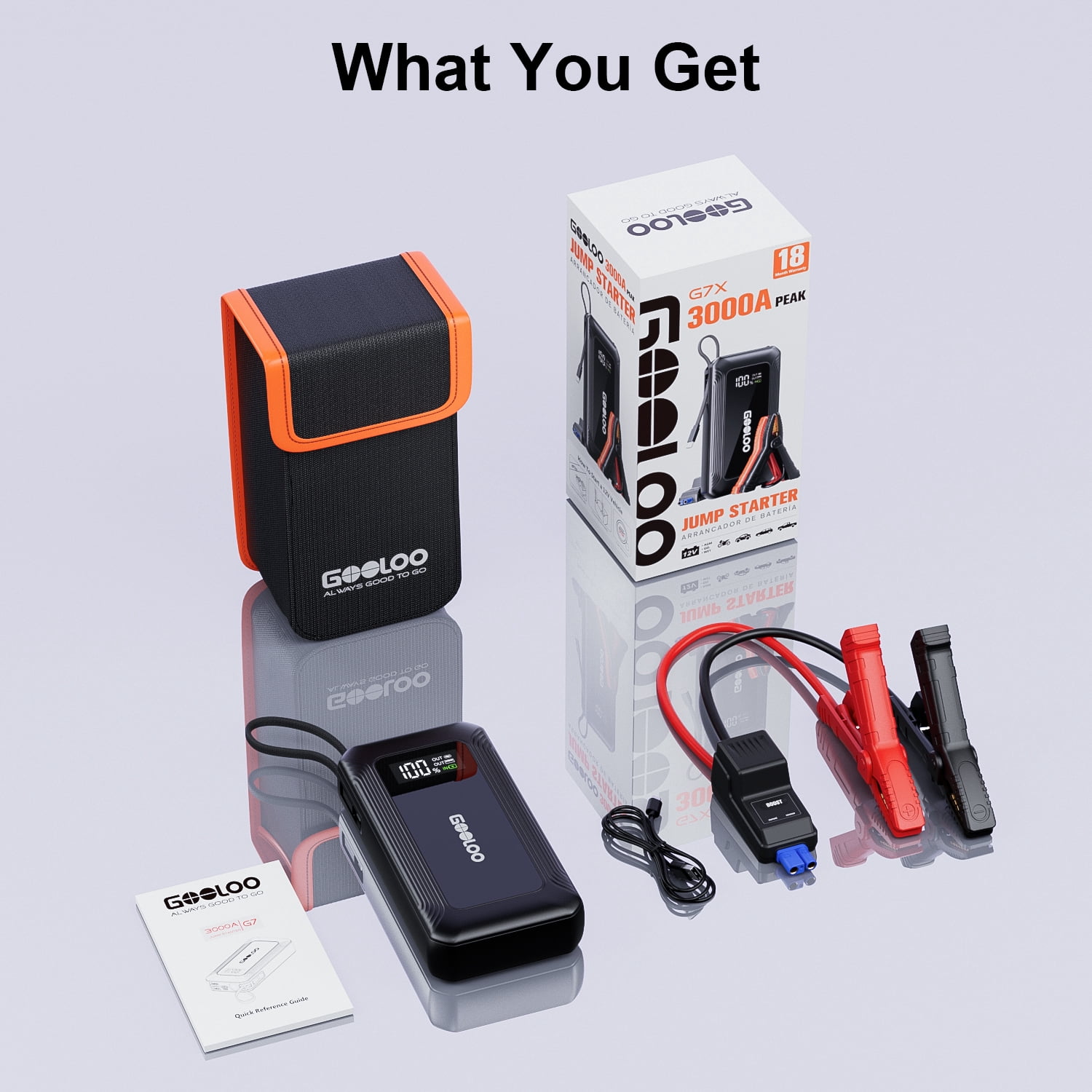 GOOLOO G7X Supersafe Jump Starter, 3000A Car Jump Starter with Built-in USB-C 45W Fast Charging Cable, USB-C PD 45W Power Bank, Safe Battery Booster for 8.5L Gas/6.0L Diesel