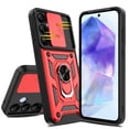 thumbnail image 3 of Elegant Choise Case with Slide Camera Lens Cover and Stand for Samsung Galaxy A55 5G, Red, 3 of 15