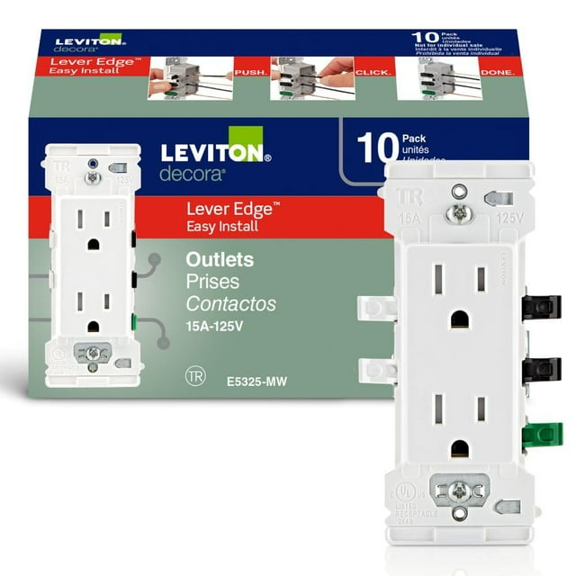 Enchufe de pared Leviton Lever Edge de 15 amperios resistente a manipulaciones
