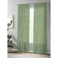 thumbnail image 4 of Sheer Curtains 84 Inches Long 2 Panels Set for Living Room, Vintage Forest Green Semi Sheer Curtains for Windows, Farmhouse Retro Solid Color Linen Texture Voile Window Treatments Rod Pocket Curtain, 4 of 7