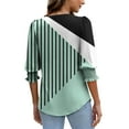 thumbnail image 3 of 3/4 Sleeve Shirts Womens Dress Casual Tops with Smocked Cuffs High Low Tops for Women Graphic Business Work Blouses, Green, XXL, 3 of 7