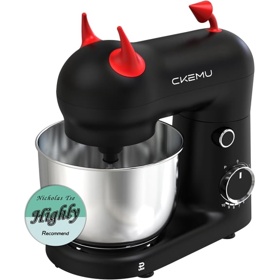 Stand Mixer, Compact & Space-Saving, Stainless Steel Bowl, Unique & Playful Design, Effcient 300W Motor, Dishwasher-Safe Attachments, SM-2549A (Black)
