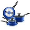 thumbnail image 1 of SereneLife Kitchenware Pots &amp; Pans Basic Kitchen Cookware, Black Non-Stick Coating Inside, Heat Resistant Lacquer (6-Piece Set), One Size, Blue, 1 of 8