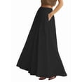thumbnail image 2 of Women'S High Waist Casual Versatile Flowy Maxi Skirt Elegant Summer Boho Chic Midi Long Skirt Black L, 2 of 8