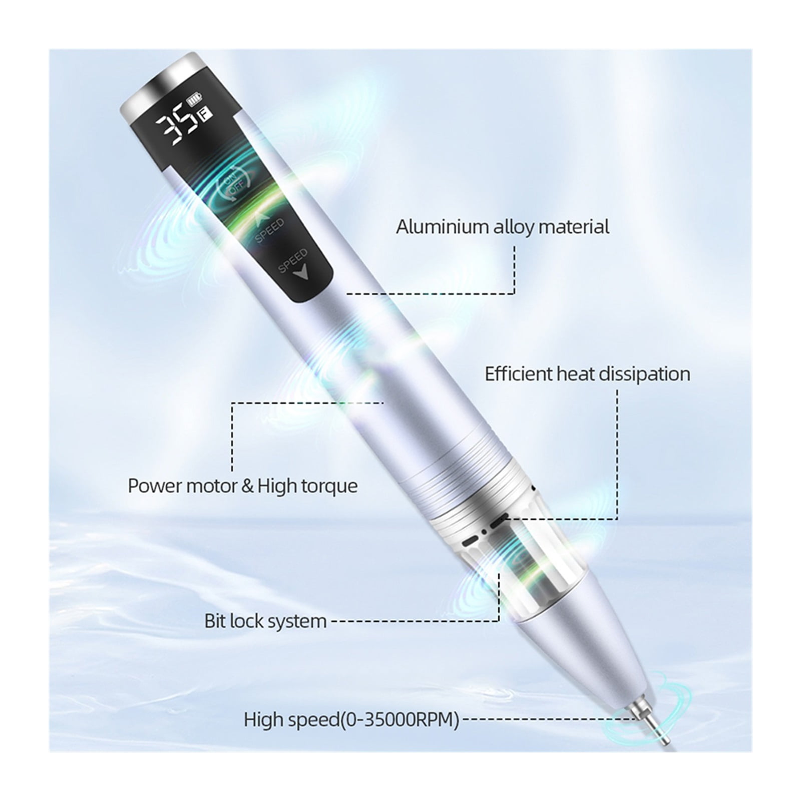 35000RPM Cordless Nail Drill Machine, Rechargeable Portable Electric Nail File With Touch Screen For Manicure Salon Tool ,Low Noise