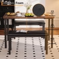 thumbnail image 2 of 3-Piece Dining Table Set, Rectangular Kitchen Dinette Set with 2 Upholstered Benches, MDF & Metal Frame, Space-Saving Furniture for Dining Room, Breakfast Nook and Apartment, Retro, 2 of 6