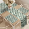 thumbnail image 2 of Ambesonne Retro Table Runner & Placemats, Simplistic Oval Shapes, Placemat 4 pcs + Runner 16"x72", Turquoise Brown Ivory, 2 of 2