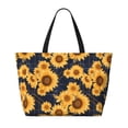 thumbnail image 2 of Honeii Navy Blue Plaid Sunflower for Tote Bag with Adjustable Strap,Beach Bag, Waterproof Sandproof Beach Tote Bag, Large Capacity Foldable Beach Bags, 2 of 7